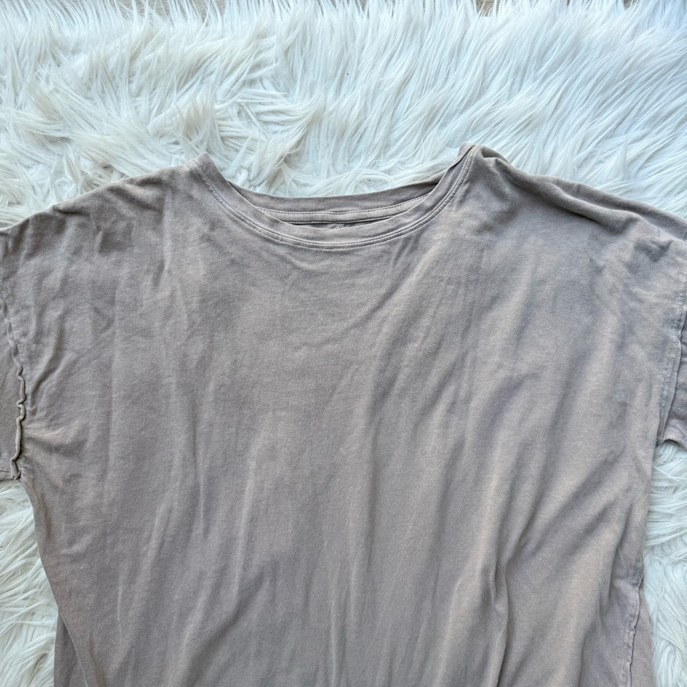 Free People We The Free Nina Long Sleeve Tee Stone Tan Gray XS - Picture 5 of 12